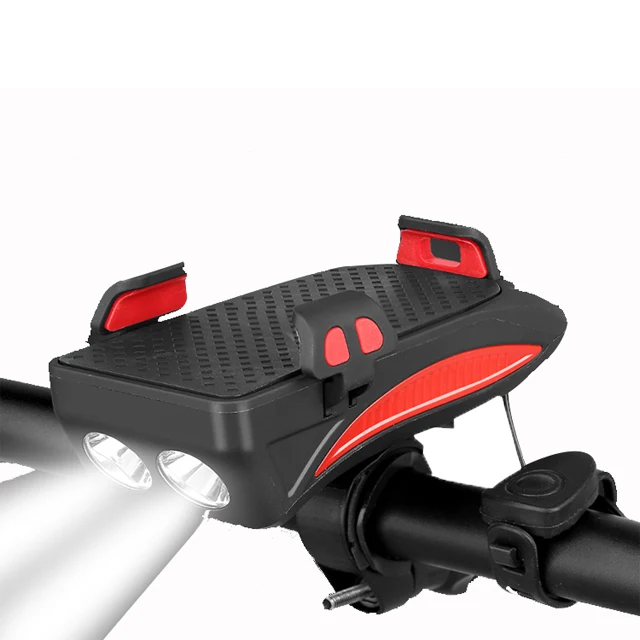 in Bike Accessories Kit Multi-Function Bicycle Lamp with Phone Holder  Light Horn Bell 2000mAh Power Bank Charr