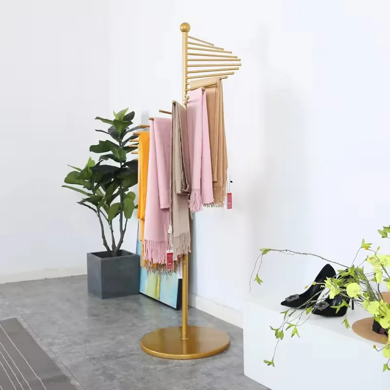 Silk Roll Display Rack High Quality Spiral Clothes Display Rack Gold and Silver Hangers Metal ...