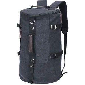 Factory Wholesale Cylindrical Backpack Solid Color Multifunctional Duffle Bag with Zipper Closure for Sport Travel Backpack