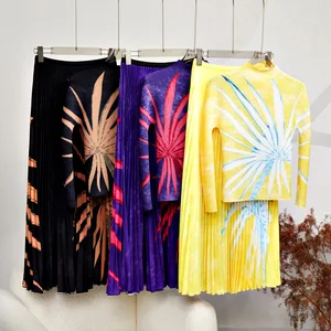 2025 New Miyake Pleats Fashion Set Factory Direct Sales Top & Skirt 2-Piece Set