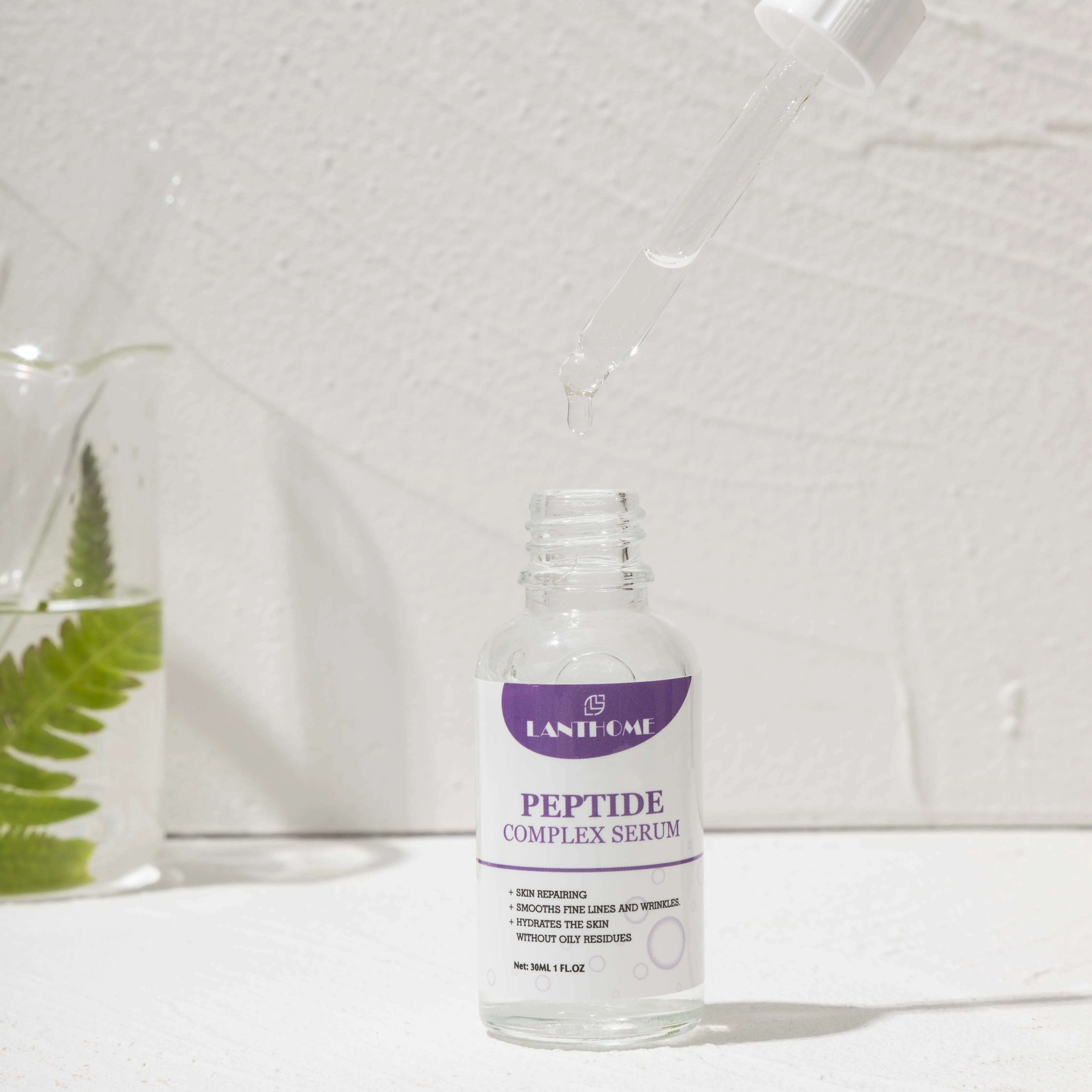 Lanthome Natural Organic Whitening Facial Serum Anti-Aging Wrinkle Repair Peptide Complex Boosts Collagen Tighten Smooth Skin