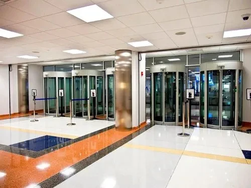 Excellent Systems Automatic Induction Curved Double Door Security Check Sliding Glass Entrance Arc AB Interlock Door