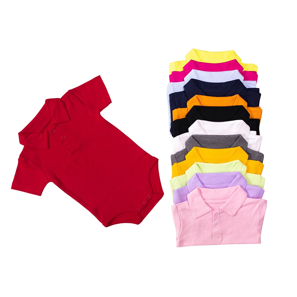 100 органический хлопок короткий рукав воротник-поло Детский боди комбинезон