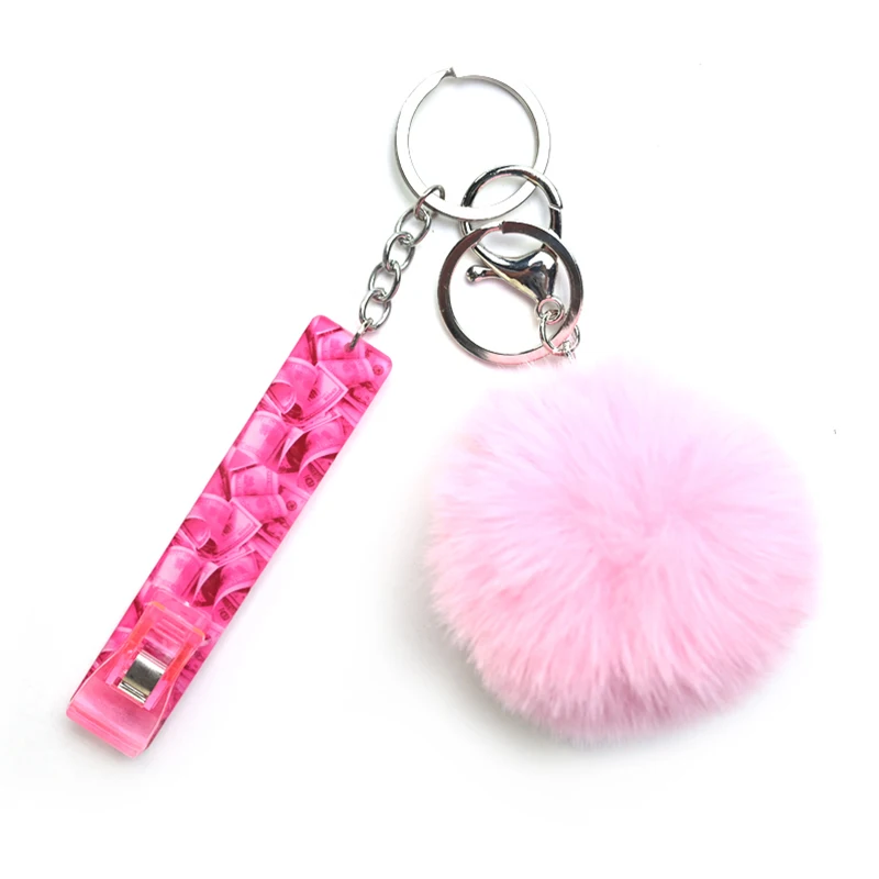 Custom Logo Acrylic Pink Keychain Card Puller For Long Nails Hot