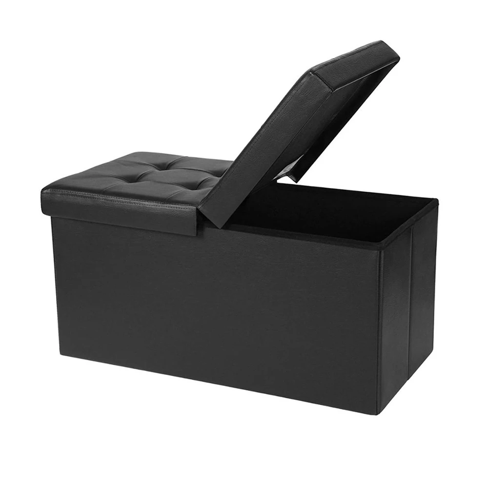 Custom Modern Furniture Large Foldable Pvc Leather Ottoman Storage Bench Saving Space for Bedroom