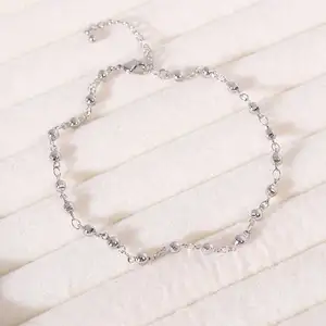 Women's Trendy Stainless Steel Anklet with Small Ball Pendant Fashionable Link Chain Jewelry for Casual and Party Fit