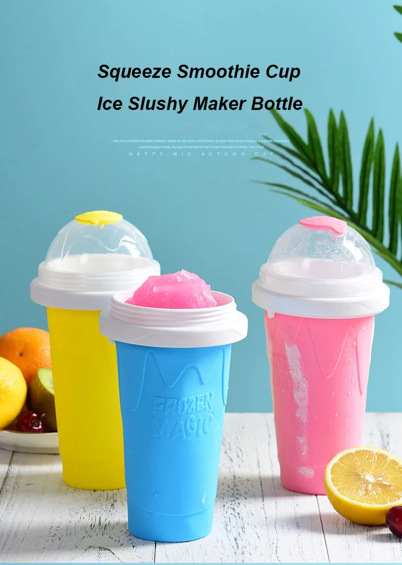 Quick Frozen Slushy Cup Squeeze Smoothie Magic Slushy Maker Slushi Ice ...