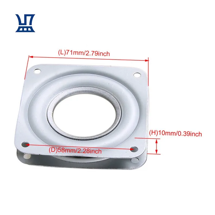 BQLZR Бесплатная доставка 2 шт. мебель квадратный металлический поворотный стол шариковый подшипник поворотная пластина 3 дюйма Серебряная сверхпрочная поворотная пластина