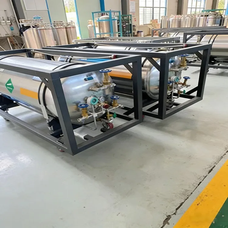 500L  Vacuum  Insulated Horizontal Stainless Steel Liquid N2/O2/Ar/LNG/CO2 Dewar Pressurized Transfer Hose PLC Control