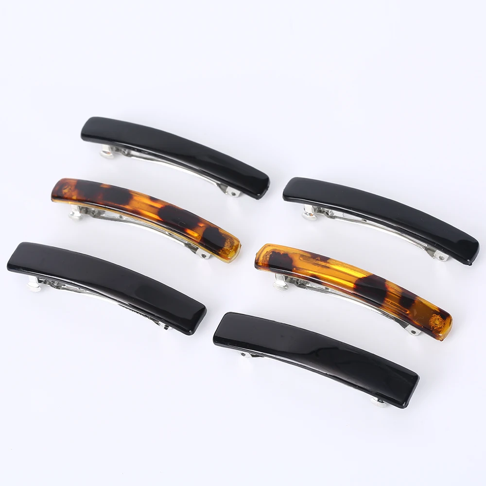 Элегантная заколка во французском стиле автоматическая для волос с черной черепаховой раковиной средних и толстых