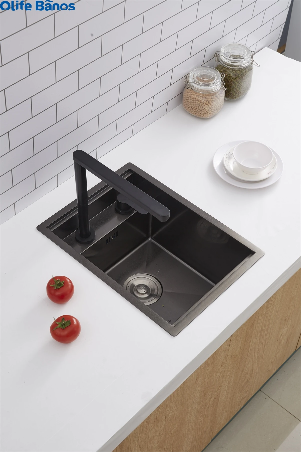 Olife Banos 45x35cm hidden sink 304 stainless steel single-slot small bar wash basin black mini island wash basin invisible sink supplier