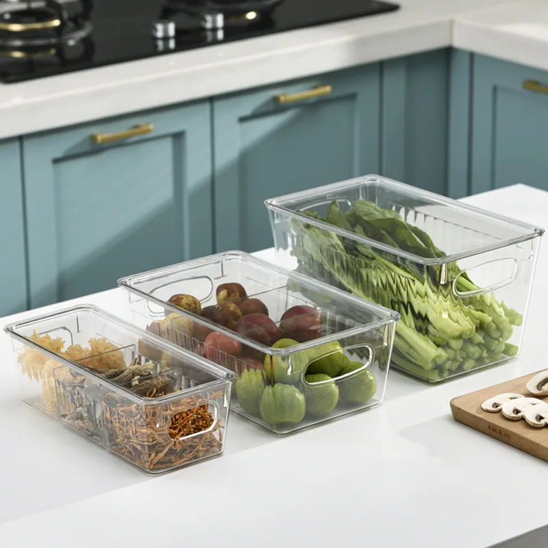 Refrigerator Freezer Stackable Plastic Food Storage Bins Clear Pantry