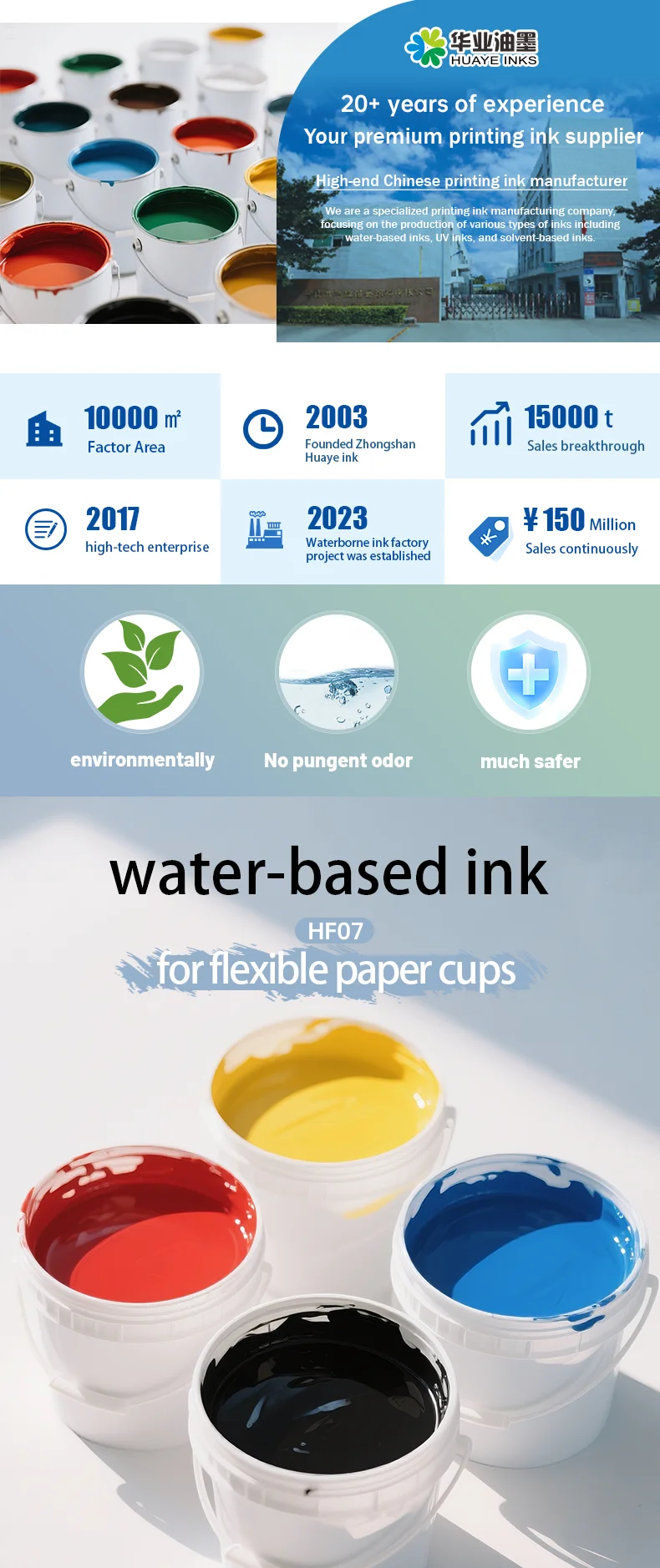 Strong Color Coverage Water-Based for Ink for Flexo Printing on Paper & Plastic Containers manufacture