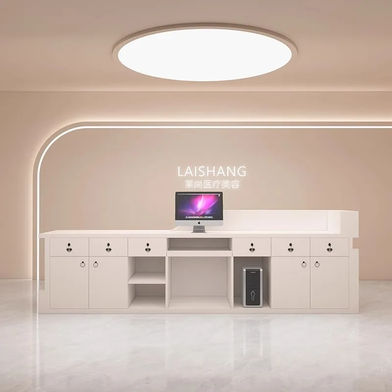 Custom Logo European Style  Office 1 Person Small Reception Counter High Quality Nordic Reception Desk