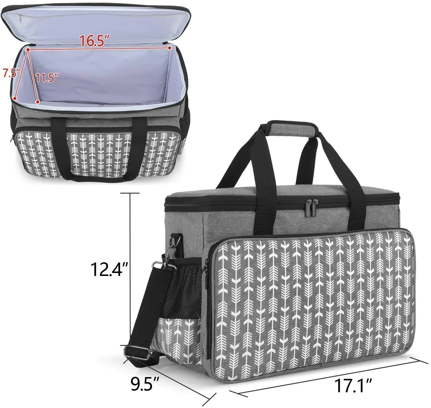 Sac De Transport Chariot Machine à Coudre Noir/Blanc/Bleu – Sewing Online – 53x41x29 Cm
