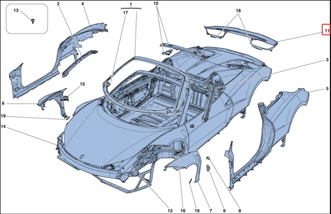 2025 Hot Sale Car Body Shell PP Car Tail Wing For Ferrari F458 2010-2015 OEM 82998811 manufacture