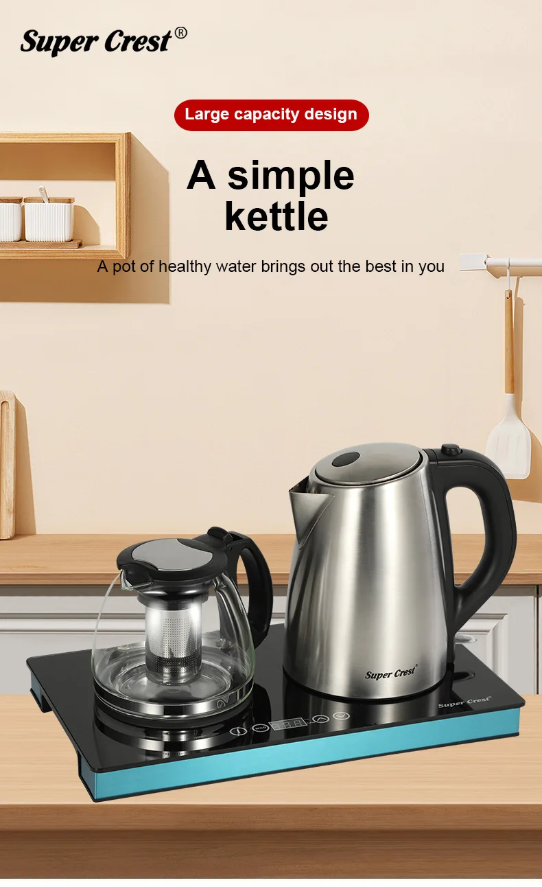 Hot Selling 2 In 1 Handy Turkish Glass Electric Tea Kettle Hotel