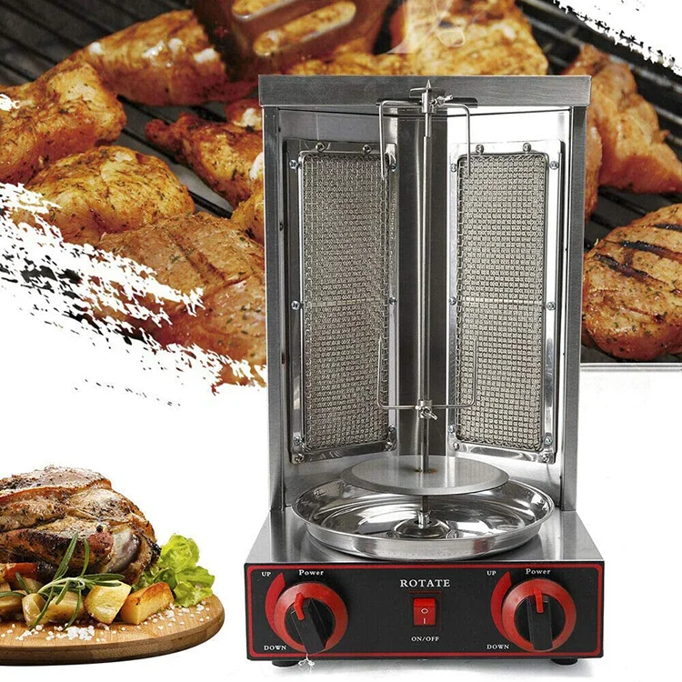 Two Ceramic Burners Gas Automatic Shwarma Kebab Machine Chicken Shawarma Grill Machine