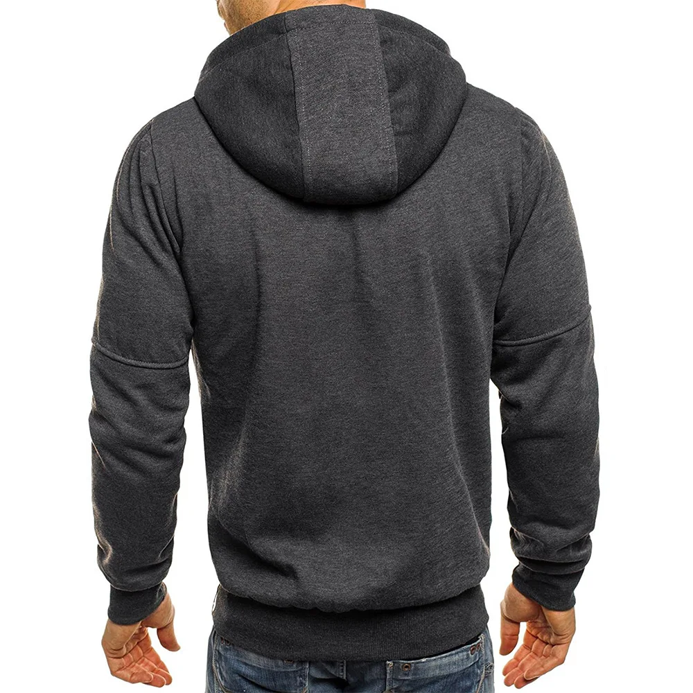 Dark Gray Jacket Men's Hooded Jacquard Cardigan Sweater