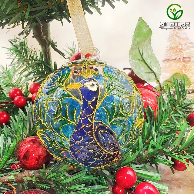 Factory customized glass Cloisonne Christmas ball festival decoration business gift