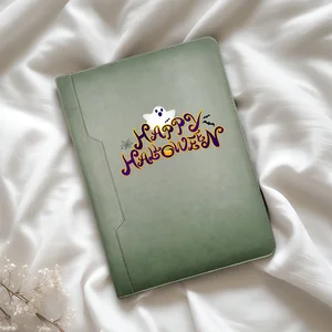 High School and College Students A4 Spiral Notebook with Soft Thick Leather Cover Simple Halloween Design for Business Use