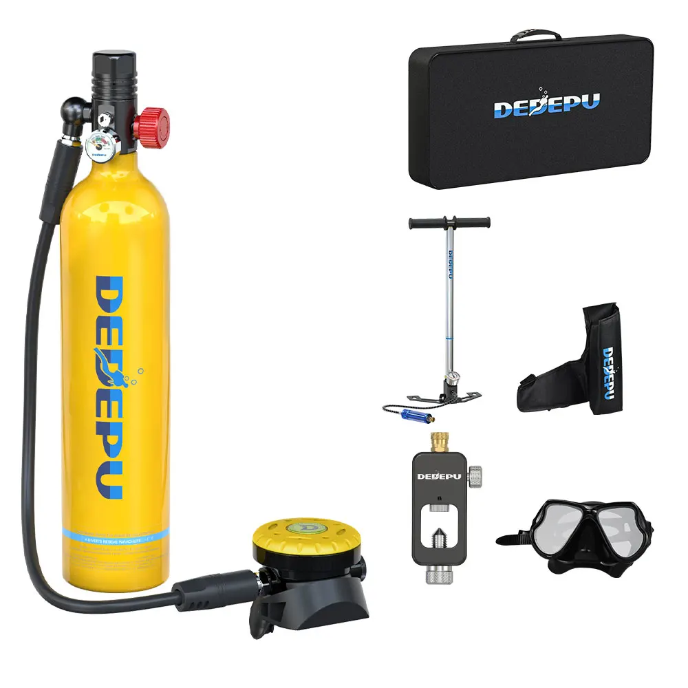 Explosive Models 1L Mini Scuba Diving Tank High Aluminium Dive Mask Adapter Manual Pump Carrying Bag Oxygen Air DOT Certified