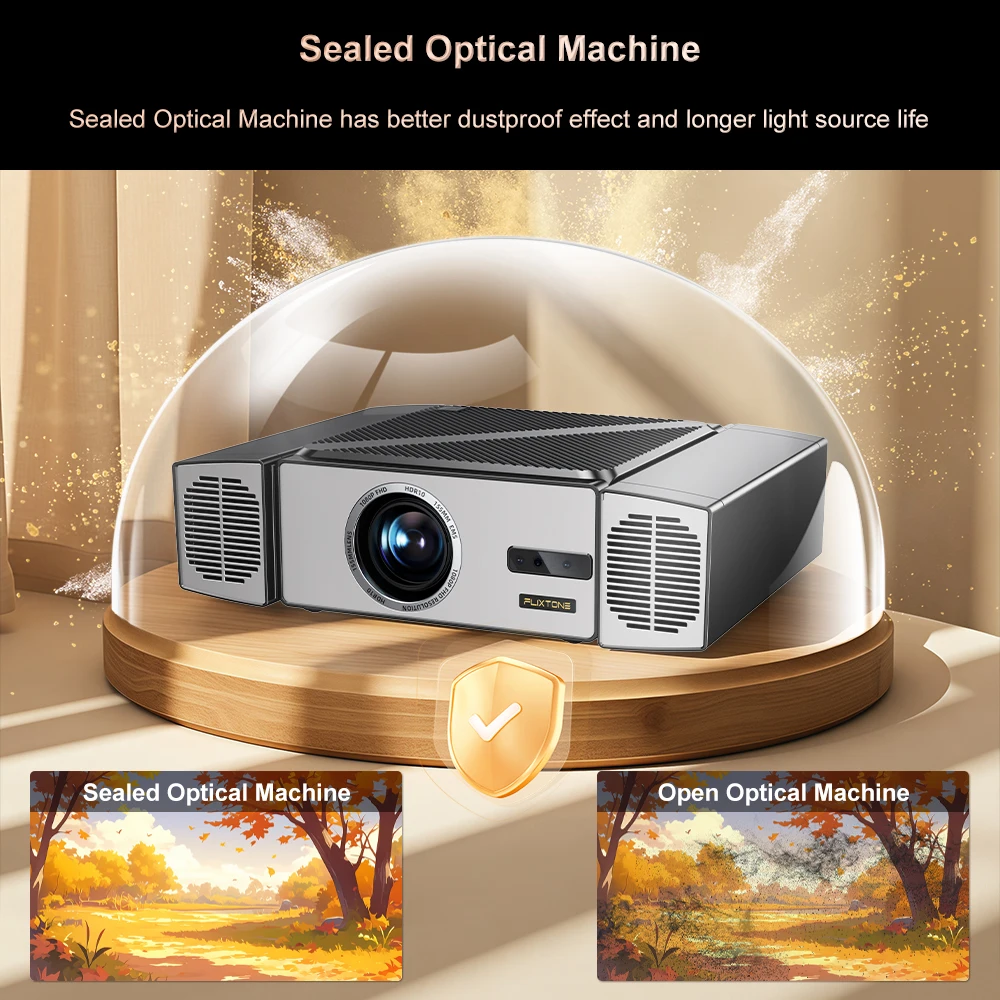 Flixtone V7 FHD 1080P 4Kプロジェクター2300 ANSI 15W * 2ステレオ