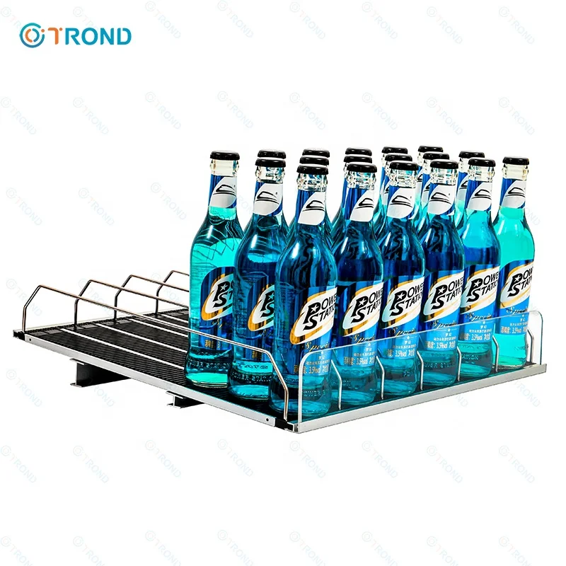 
 OEM продуктовый магазин, алюминиевая дорожка для напитков, пластиковая гравитационная роликовая полка  