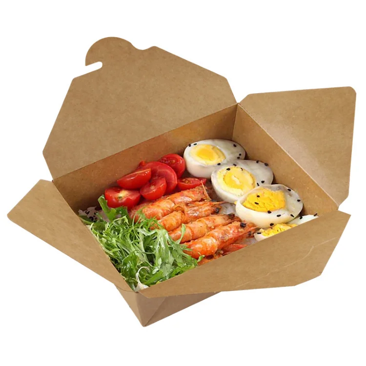 Custom Logo Printing Food Take Away Food Grade Brown Kraft Paper Lunch ...