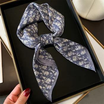 French Style Light Luxury Square Scarf Fashion Versatile Herringbone Pattern Shawl Headscarf Neck Scarf Women