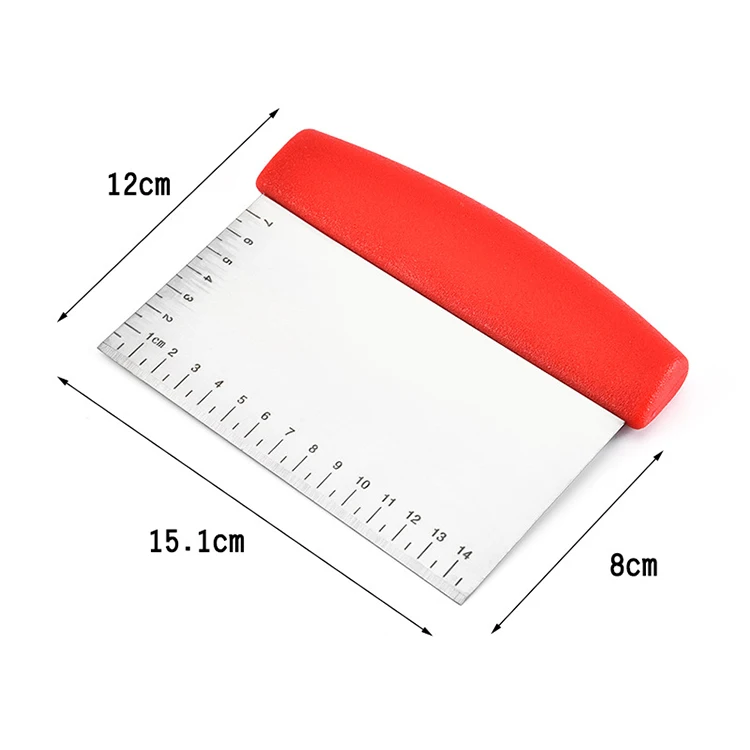 Stainless Steel Pastry Dough Scraper Multi-Purpose Cake Pizza Bread Dough Scraper with Measuring Markings