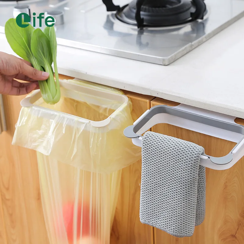 Plain Panda kitchen door back carrying garbage bag holder Household cabinet door behind rag hanger Garbage rack