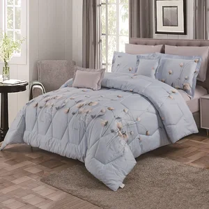 China Home Textile Microfiber Queen Size Quilted Printed Comforter Set