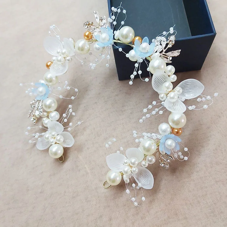 Big Crystal Flower Headband Rhinestone Pearl Luxury Decorative Sponge Hairband Amazon.com : Florate Baroque Crystal Flower Headband for  main image 4