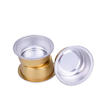 Laixin 100 Pcs 60ml Round Aluminum Foil Bakery Cup Gold Cup With Plastic Lid