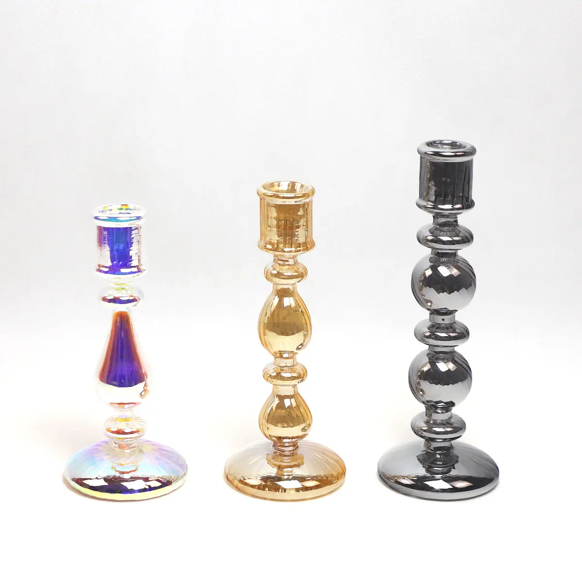 Colorful candle holder for wedding birthday decoration glass pillar candle holder stand decorative set for valentine's day