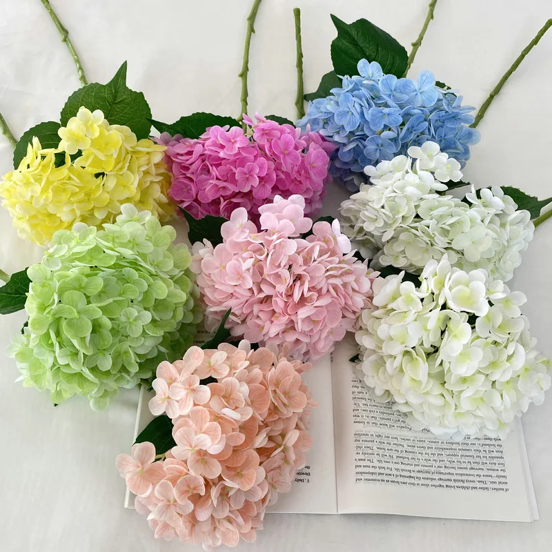 Real Touch Single Stem 176 Petals Latex Artificial Hydrangea Flowers ...