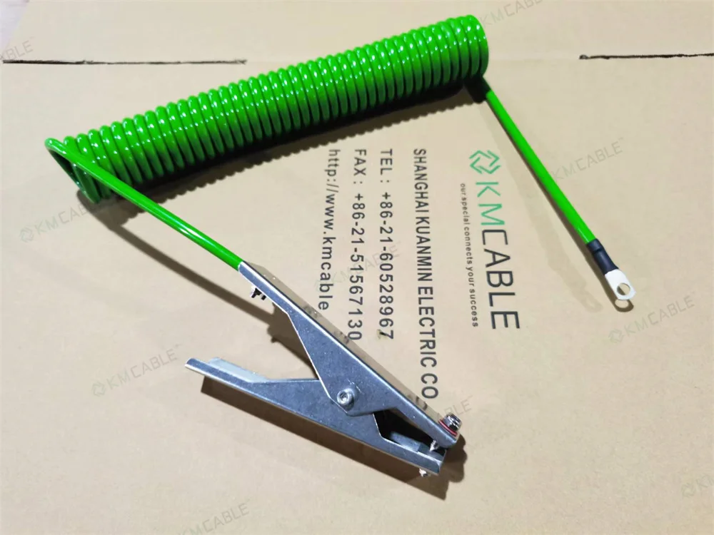 Earth Connection Clamp With Spiral Power Cable Spring Cable Electrical Wires Static Grounding Clamps