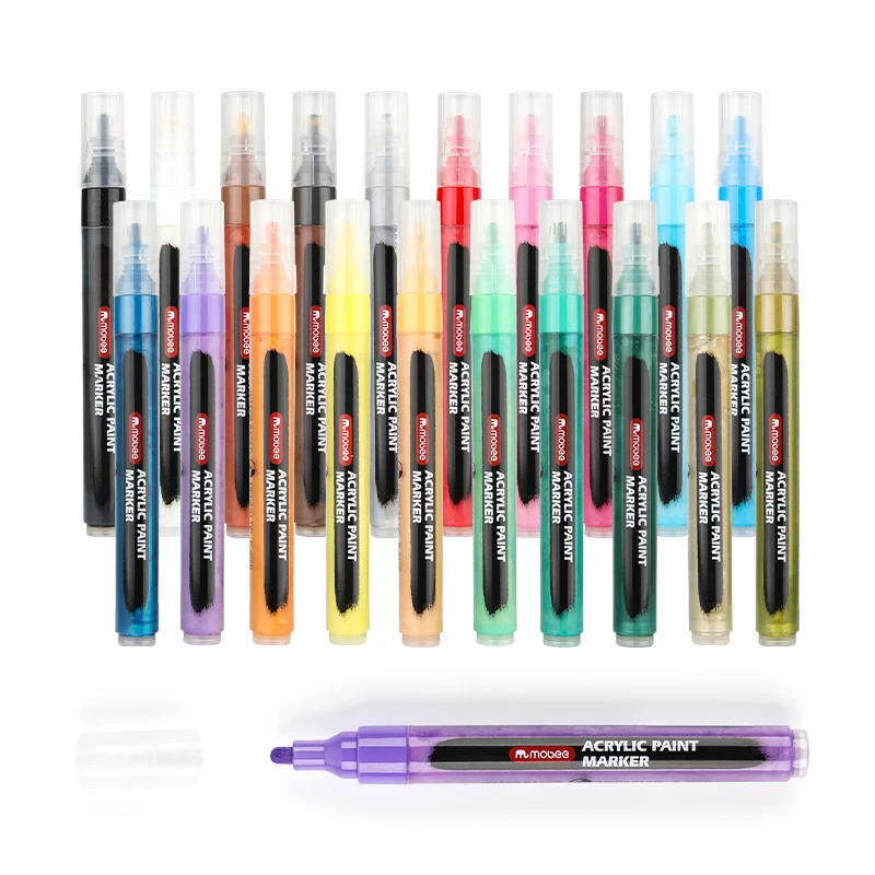 Mobee P-966B-20 Custom Logo Large Capacity Water-based Acrylic Paint Marker Pen Set for Student Drawing