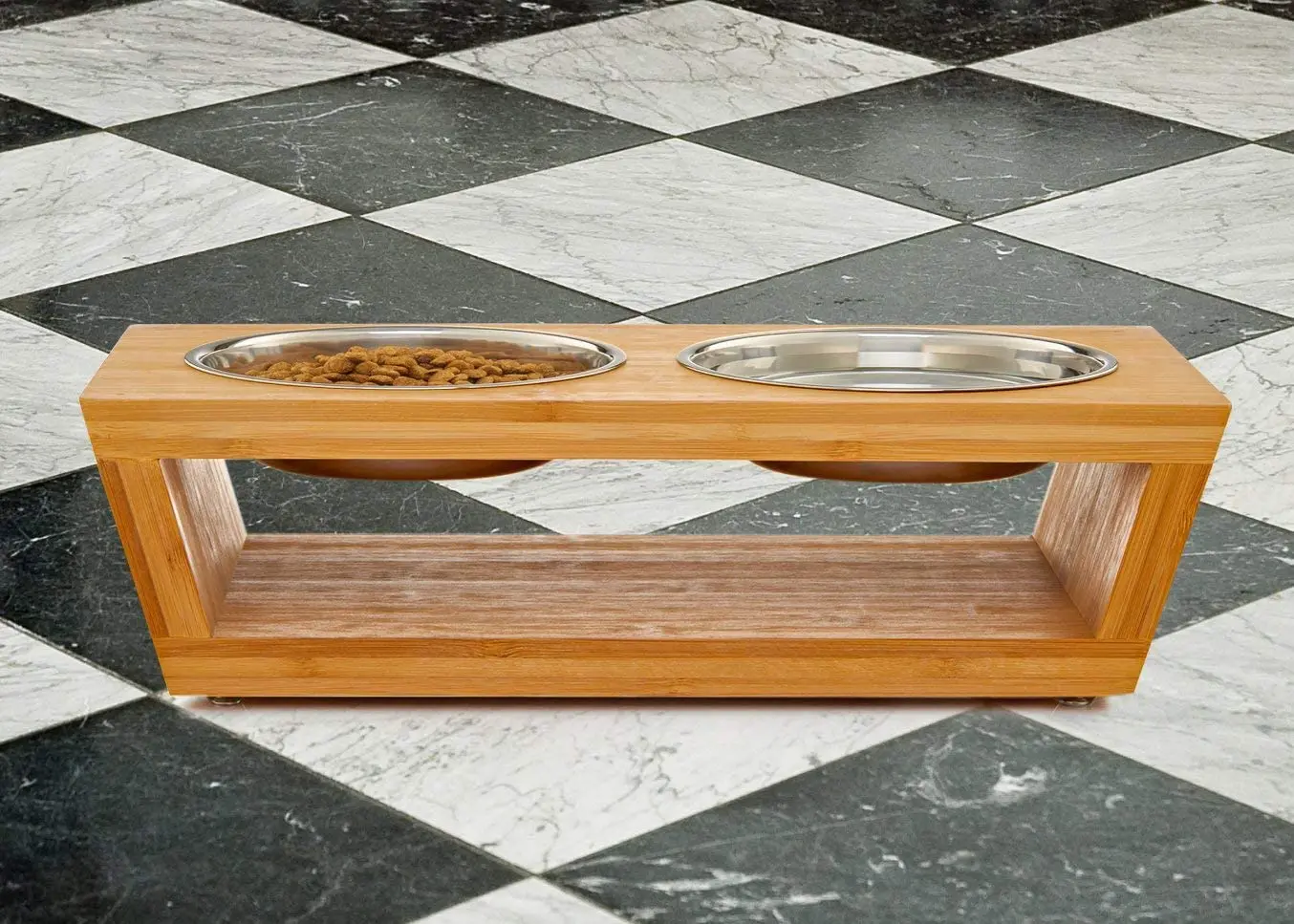 Новая бамбуковая Экологически чистая Высококачественная классическая миска для домашних животных нового дизайна Деревянная миска круглая миска из нержавеющей стали