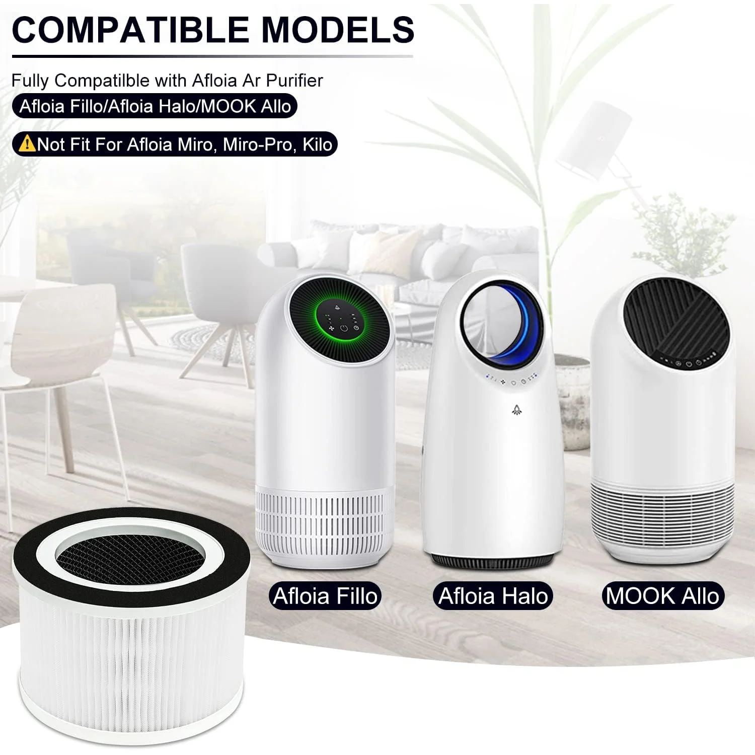 Ersatzfilter Für Fillo/Halo/Allo Luftreiniger – 3-in-1 Filter (HEPA + Aktivkohle), 3 Stück, 16,3x9,7 Cm