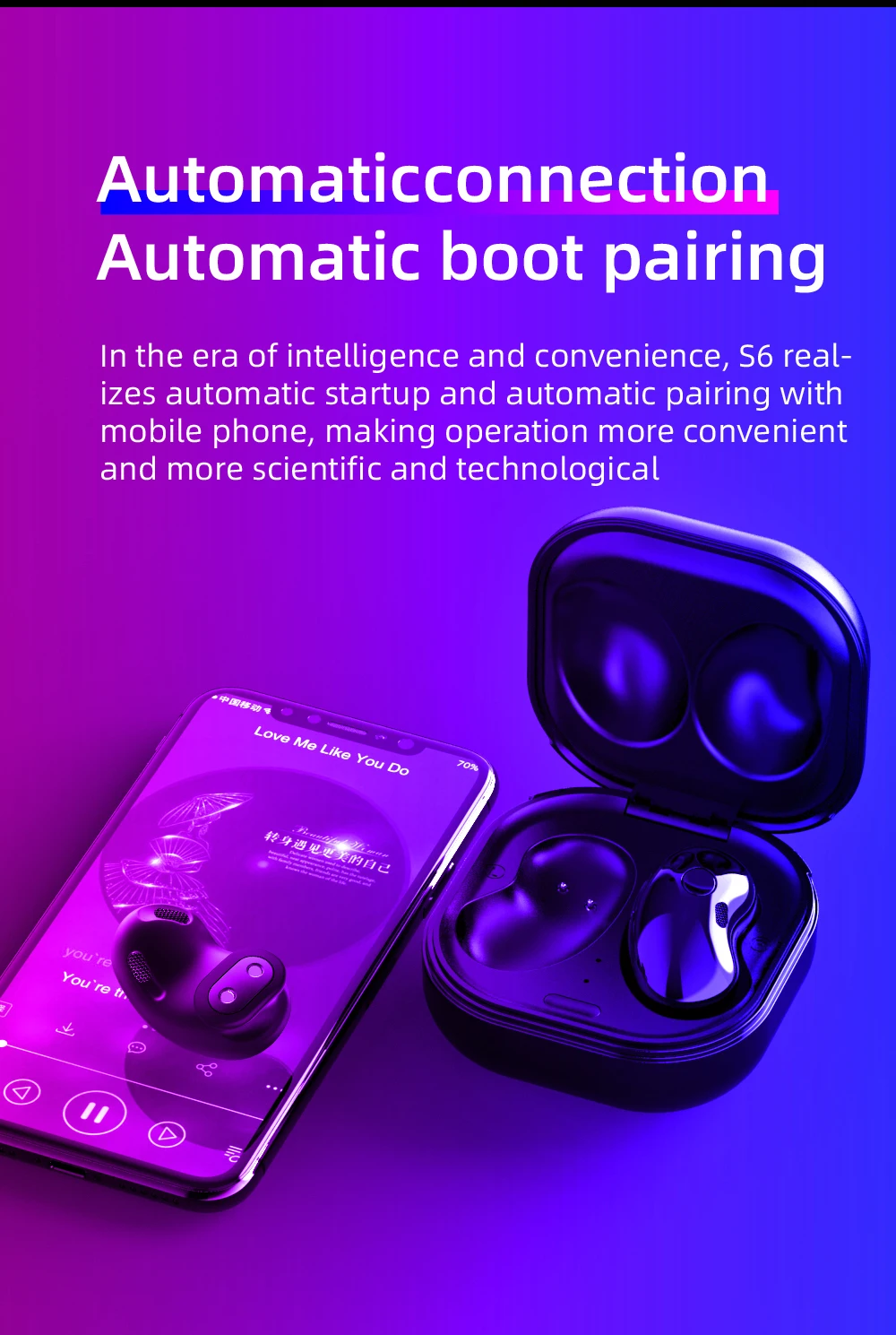 Stereo Waterproof Wireless BT Gold tws True Sports Wireless Fone De Ouvido Earbuds Earphones S6 for Samsung Buds Live S6 tws - ANKUX.COM