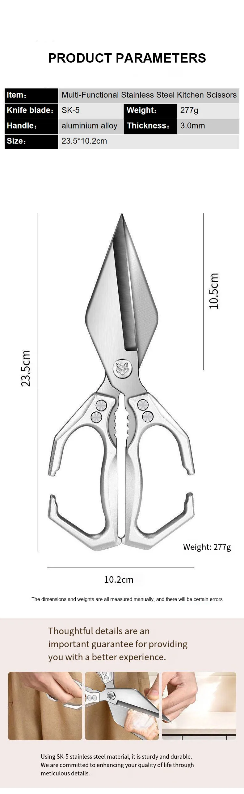 Multi-Functional Stainless Steel Diamond Bone Scissors with Aluminum Alloy Handle for Kitchen & BBQ Chicken Bone Preparation