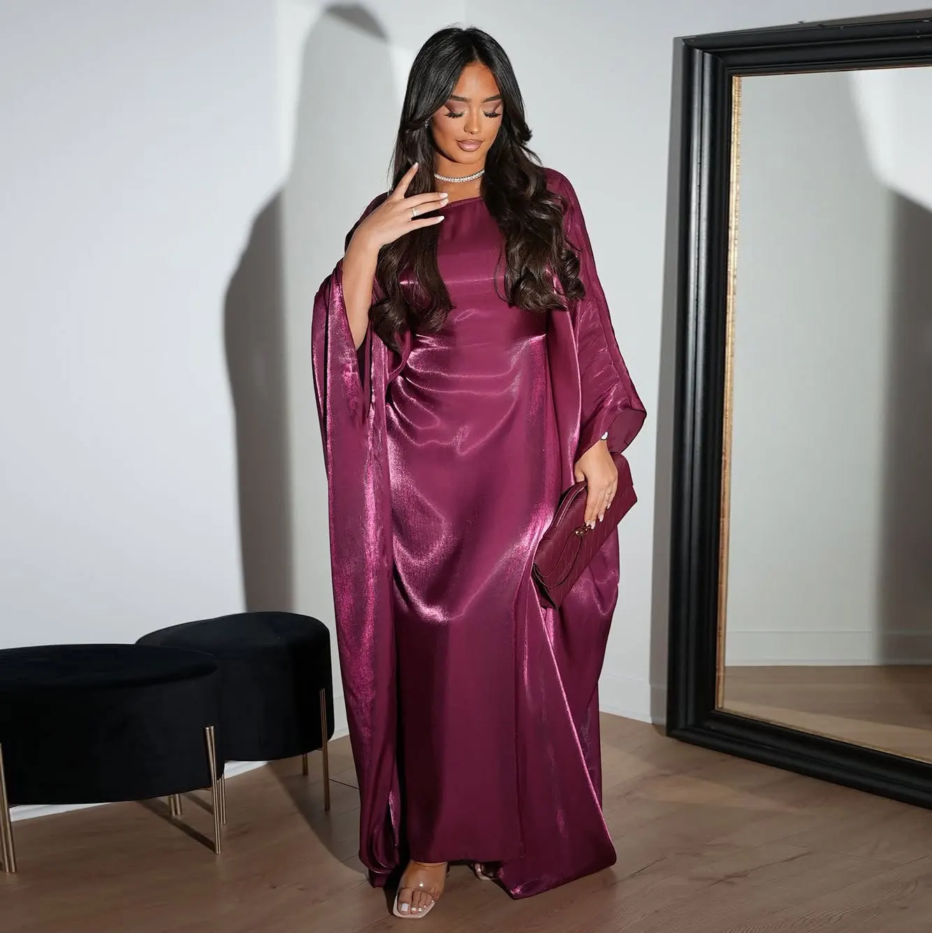 muslim silk dress Satin Dress Hijab