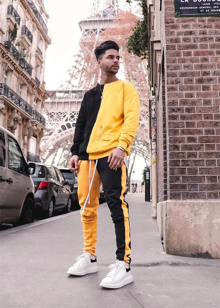 Custom Tech Fleece French Terry Mens Color Block Sports Slim Fit Cotton Tracksuit