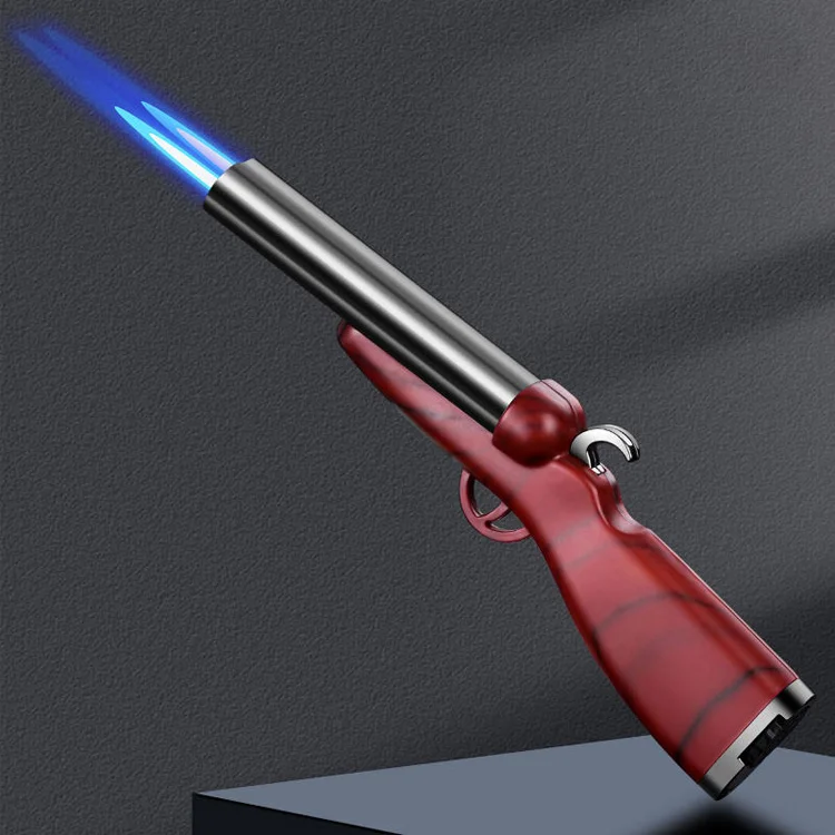 Creative Double Blue Flame Shotgun Lighter Butane Gas Windproof Gun