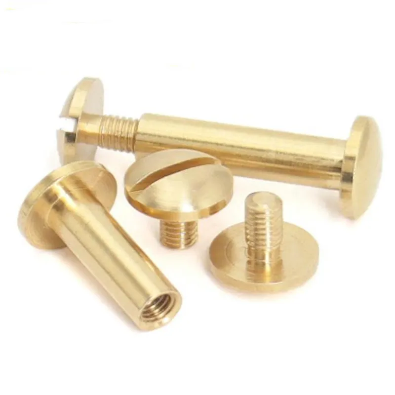 10set Flat Head Brass Solid Stud Screw Nail Rivets Leather Craft Wallet Rivets - Foto 3