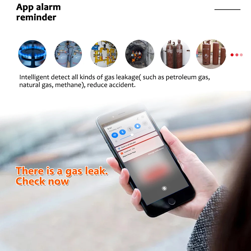 Tuya WiFi GAS LPG Leak Sensor alarm Fire Security detector APP Control Safety Smart Home Leakage Sensor Support Smart Life App