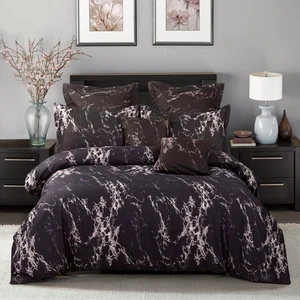 Dark Gray Marble Pattern Print Warm Polyester Comforter Cover Bedding Set Duvet Cover Pillowcases Set