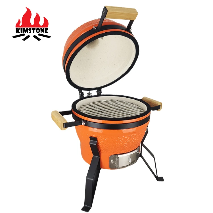 KIMSTONE New Design Kamado Orange Mini 13 Inch Outside Bbq Small Ceramic  Grills Charcoal Oven Gifts to Friend Smoker
